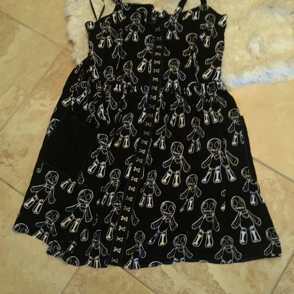 Unique Vintage Hell Bunny Voodoo Doll  print Dress 3xl UK New (16 -18 US)